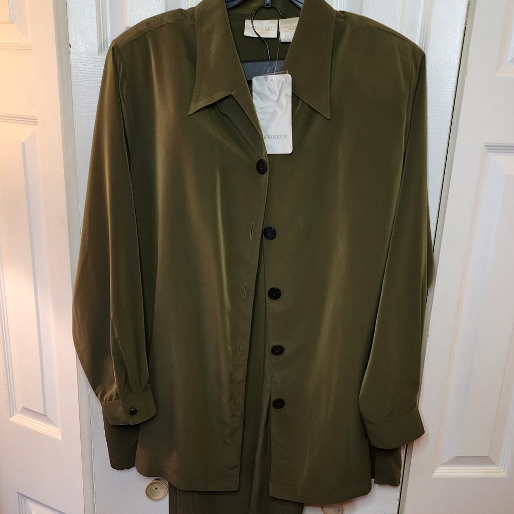 Christie and Jill Shirt Two Piece Sets High Waist Wide Leg Pants Suit Casual Ele - Picture 3 of 15